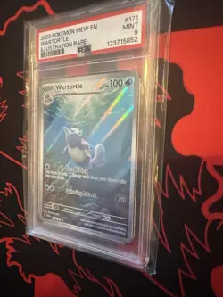 Pokemon 2023 Wartortle Mew en 171/165 SV 151 PSA 9 Mint Illustration Rare Holo - Image 3