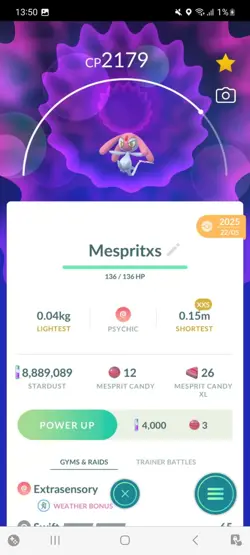 Pokemon Go Legendary Mesprit ( XXS) ( Normal ) - Image 1