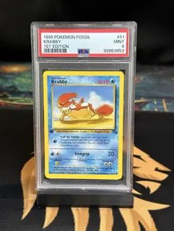 Pokemon Krabby Fossil 1st Edition PSA 9 Mint WOTC Vintage - Image 1