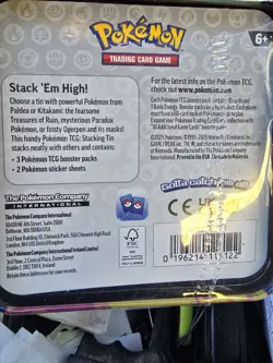 Pokemon Stacking Tin 2025 with Booster Packs, Sticker Sheets, Ogerpon, Entei - Image 2