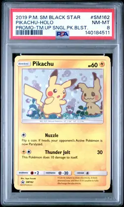2019 POKEMON SM BLACK STAR PROMO TEAM UP SINGLE PACK BLISTERS PIKACHU-HOLO PSA 8 - Image 1