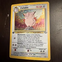 Pokemon TCG Clefable Holo Rare Card 1/64 Jungle Set 1999 1st Edition - Image 1