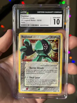 CGC 10 GEM MINT Registeel Gold Star 2006 EX Legend Maker 92/92 Holo Pokemon Card - Image 1