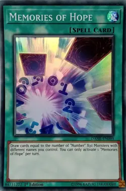 DANE-EN099 MEMORIES OF HOPE SUPER RARE 1ST EDITION YuGiOh CARD - Image 1