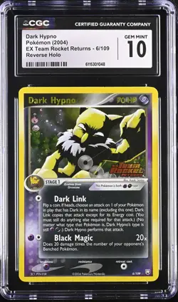 CGC 10 Dark Hypno EX Team Rocket Returns 6/109 Reverse Holo Stamped Pokemon Card - Image 1