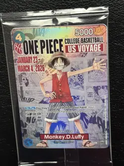 One Piece Monkey D. Luffy US Voyage College Basketball Promo Card - Sealed/Mint - Image 1