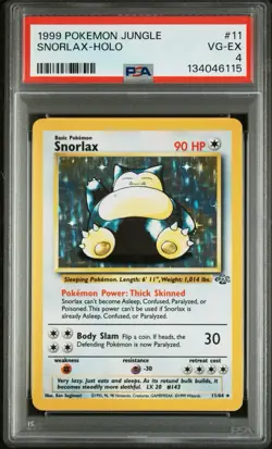 1999 Pokemon Jungle Snorlax HOLO #11 PSA 4 - Image 1