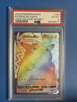 Pokemon TCG Pikachu VMAX 188/185 Vivid Voltage 2020 Secret Rainbow Rare PSA 6 - Image 1