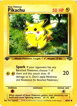 Pokemon TCG Pikachu 1st Edition Common Jungle Base Set 60/64 LP/MP - Image 1