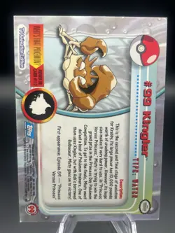 Kingler #99 Topps Blue Label TV Animation Edition Holo Pokemon 1999 - Image 2