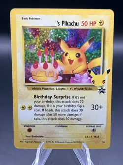 Birthday Pikachu Holo 24 Celebrations Classic Collection Pokemon 2021 - Image 1