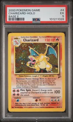 2000 POKEMON BASE SET 2 #4 CHARIZARD-HOLO PSA 5 - Image 1