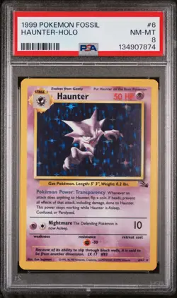 1999 POKEMON FOSSIL #6 HAUNTER-HOLO PSA 8 - Image 1