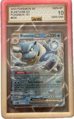 Pokemon 2023 Blastoise ex EX Pokemon 151 #009/165 AGS 10 Double Rare Graded - Image 1