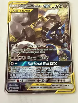 2019 POKEMON SM BLACK STAR PROMO SM192 FULL ART/LUCARIO & MELMETAL GX POWER GP - Image 1