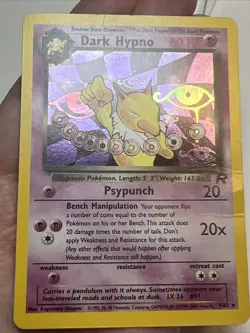 CREASED Dark Hypno 9/82 Holofoil Team Rocket AUTHENTIC Pokemon Card - Image 3