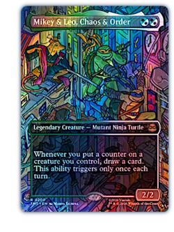 Mikey & Leo, Chaos & Order - Foil - Borderless Teenage Mutant Ninja Turtles MTG - Image 1