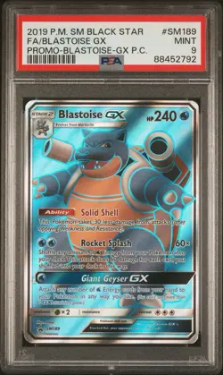 2019 POKEMON SM BLACK STAR PROMO #SM189 FULL ART/BLASTOISE GX PSA 9 - Image 1