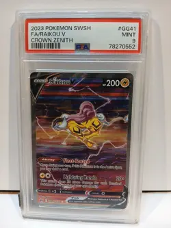 2023 POKEMON SWSH CROWN ZENITH FA/ RAIKOU V GG41 PSA 9 GEM MT - Image 1