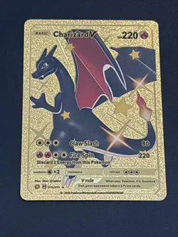 Pokemon Charizard V Gold Foil Fan Art Collector Card - Black - 79/73 - 220 HP - Image 1