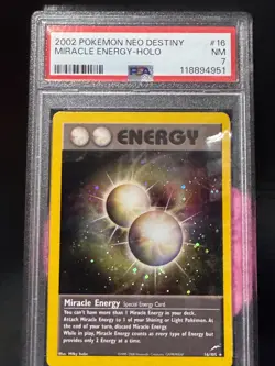 2001 Pokemon Japanese Neo-4 Destiny MIRACLE - ENERGY - HOLO With Swirls - Image 1