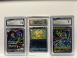 Pokemon Slabbed Cards Set of 3. Toedscruel CGC 10. Psyduck PCG 9. Rayquaza CGC 8 - Image 1
