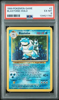 1999 POKEMON BASE SET UNLIMITED #2 BLASTOISE-HOLO PSA 6 - Image 1