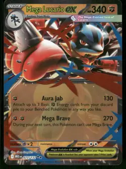 Pokemon Cards Mega Lucario ex 077/132 Mega Evolution Double Rare NM *2 - Image 1
