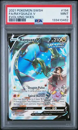 2021 POKEMON SWORD & SHIELD EVOLVING SKIES #194 FULL ART/RAYQUAZA V PSA 9 - Image 1