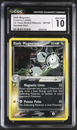 CGC 10 Dark Magneton Team Rocket Returns 39/109 Reverse Holo STAMPED Pokemon - Image 1
