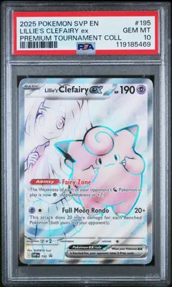2025 POKEMON SVP EN-SV BLACK STAR PROMO #195 LILLIE'S CLEFAIRY EX PSA 10 - Image 1