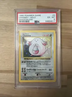 1999 POKEMON BASE SET SHADOWLESS #3 CHANSEY-HOLO PSA 6 - Image 1