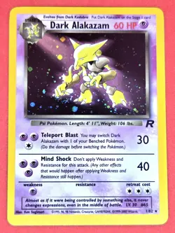 Pokemon TCG Dark Alakazam 1/82 Team Rocket Holo Rare Stage 2 60HP Unlimited - Image 1