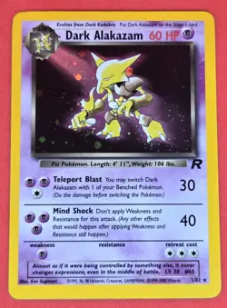 Pokemon TCG Dark Alakazam 1/82 Team Rocket Holo Rare Stage 2 60HP Unlimited - Image 2