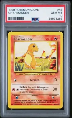 1999 Pokemon Game Base Set Unlimited Charmander #46 PSA 10 gem mint - Image 1