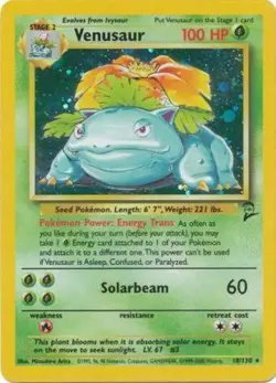 Damaged Venusaur - 18/130 - Holo Rare - Unlimited Edition Pokemon Base Set 2 - Image 1
