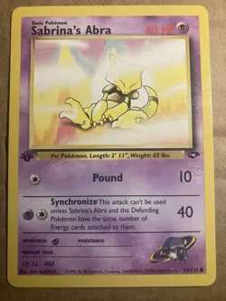 Sabrina’s Abra Pokemon Card Gym Challenge 93/132 1st Edition LP - Image 1