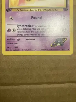 Sabrina’s Abra Pokemon Card Gym Challenge 93/132 1st Edition LP - Image 4