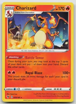 Pokemon Card Charizard Rare SWSH04: Vivid Voltage 025/185 - Image 1