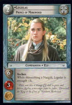 Lord Of The Rings LOTR Tolien Trading Card Game - Legolas Prince of Mirkwood - Image 1