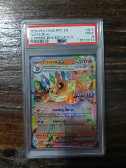 2025 Pokemon Pre En Flareon ex Surprise Box Exclusive #014 Mint PSA 9 - Image 1