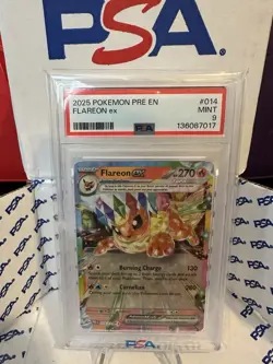 2025 Pokemon PRE EN #014 Flareon Ex PSA 9 Mint - Image 4