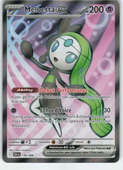 Meloetta ex 159/086 Ultra Rare Holo SV: Black Bolt NM Pokemon - Image 1