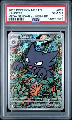 2025 POKEMON MEP EN-ME BLACK STAR PROMO #027 HAUNTER PSA 10 - Image 1