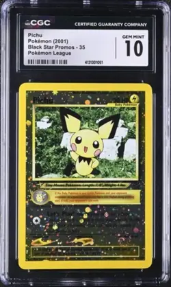2001 Pokemon League Pichu Black Star Promo BSP Holo #35 CGC 10 - Image 1