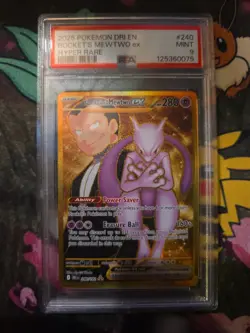 2025 POKEMON DRI EN-DESTINED RIVALS HYPER RARE TEAM ROCKET'S MEWTWO EX PSA 10 - Image 1