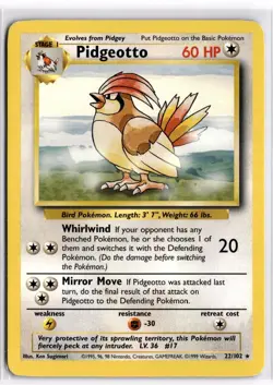 Pidgeotto 22/102 Rare Base Set Pokemon Lightly Played - Image 1