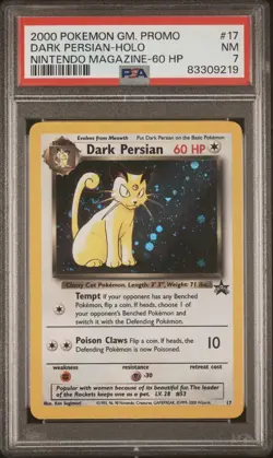 2000 Pokemon Nintendo Magazine Promo Collection Dark Persian PSA 7 - Image 1