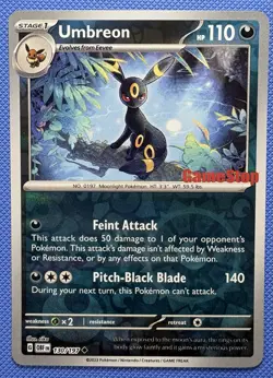 Pokemon Umbreon 130/197 Obsidian Flames GameStop Promo Rare Regular English - Image 1