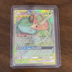 Pokemon Venusaur & Snivy GX TAG TEAM Ultra Rare Holo Card Cosmic Eclipse 1/236 - Image 1
